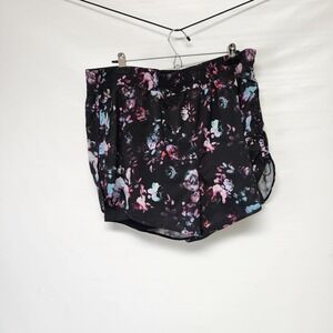 Avia Womens Black Floral Shorts Activewear Fitness Lined Layered‎ size XXXL 3XL